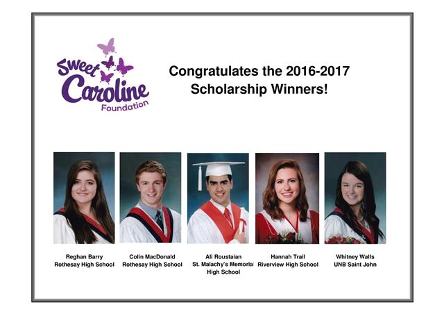 Congratulations to the winners of the 2016-2017 Sweet Caroline Foundation Scholarship